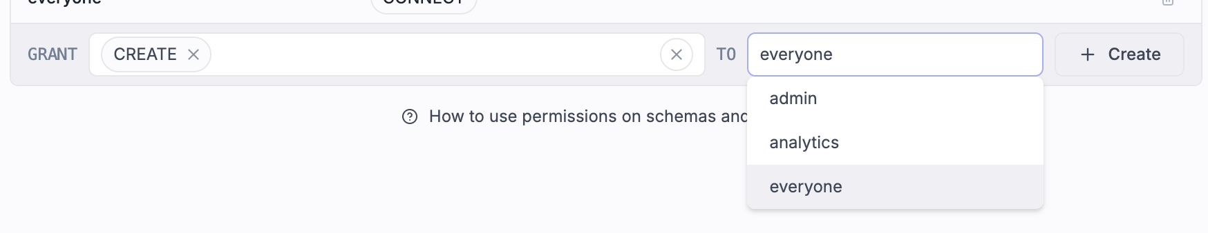 ACL editor with CREATE grant ACL editor with CREATE grant
