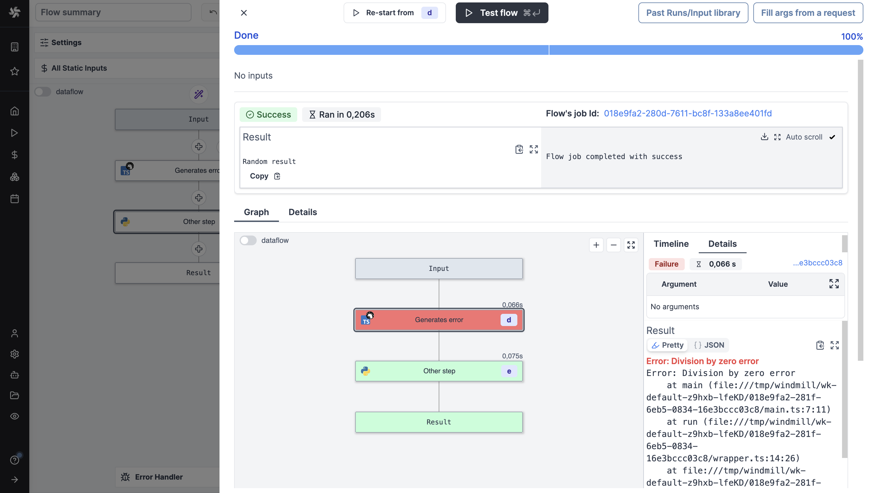 Continue on error flow