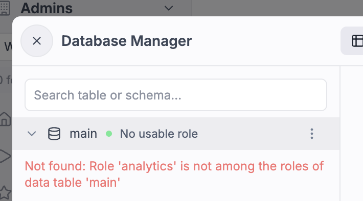 Database Manager error Database Manager error
