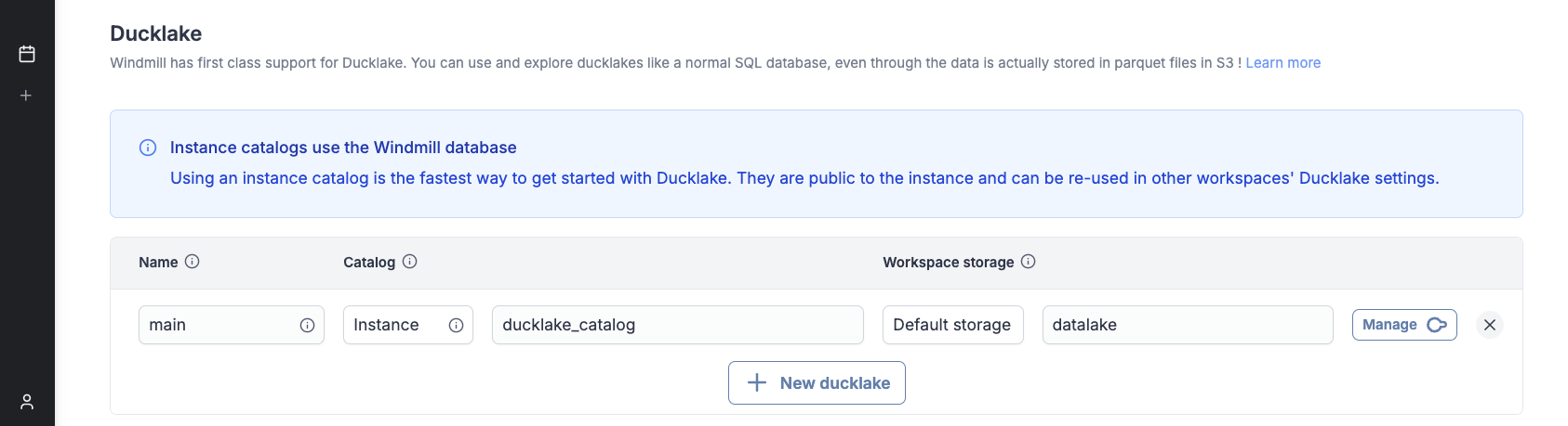 Ducklake settings