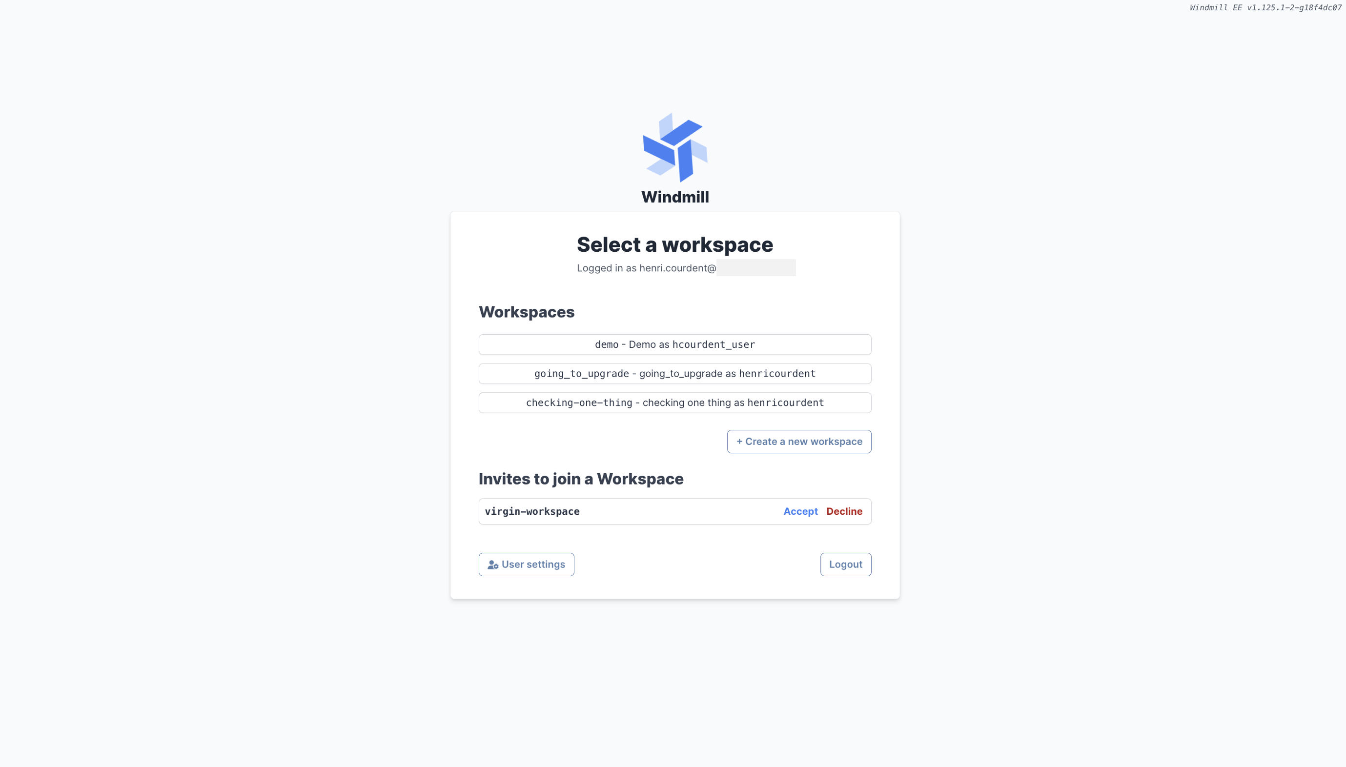 Select an invited workspace