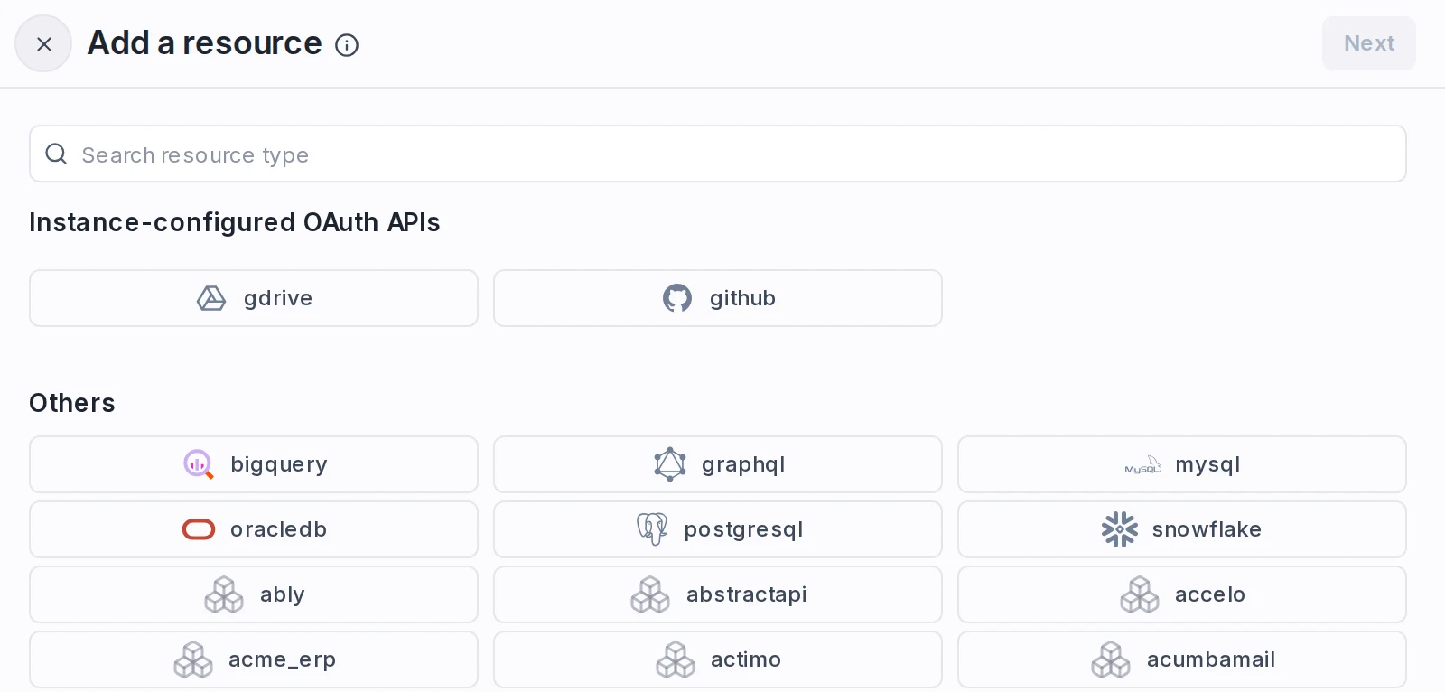 The connect dialog lists the custom provider under Others The connect dialog lists the custom provider under Others