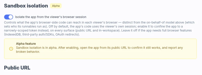 Sandbox isolation setting Sandbox isolation setting