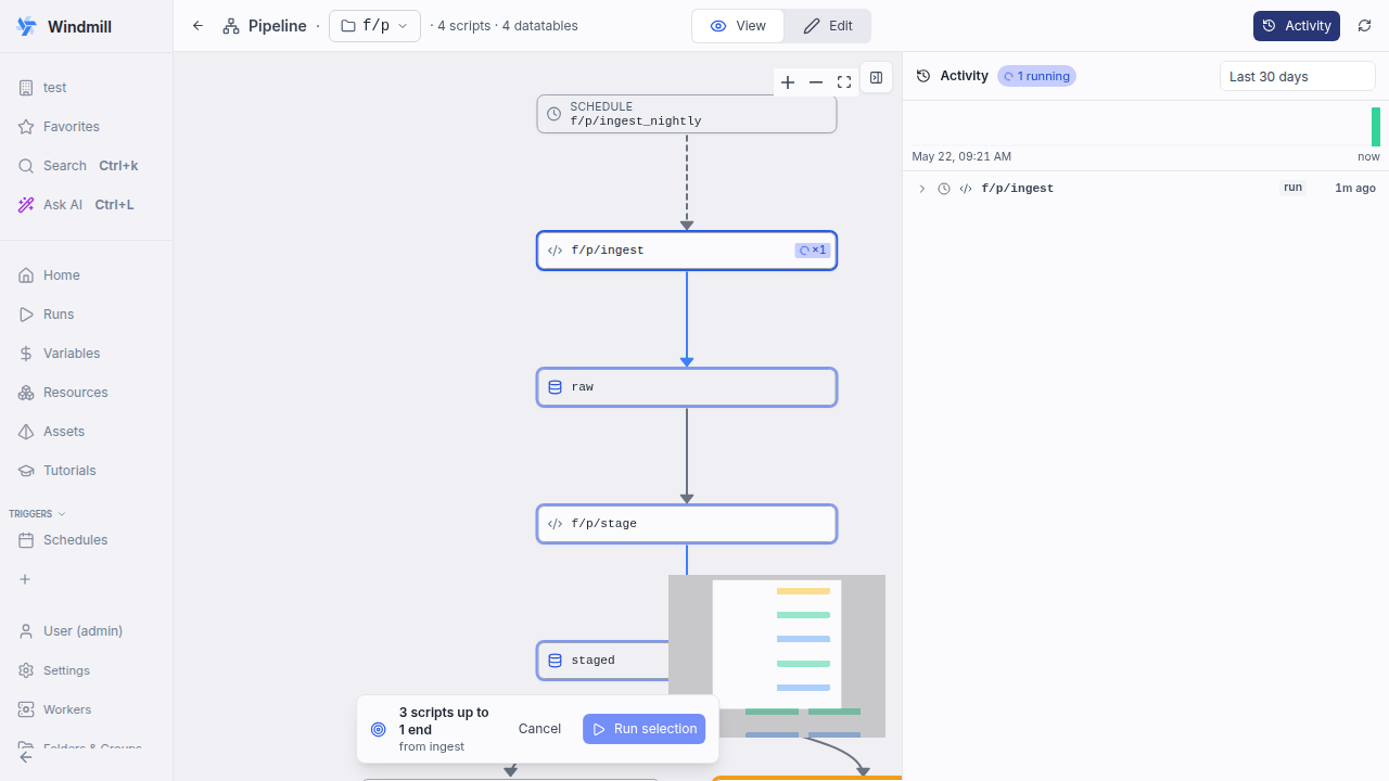Selective execution: bounding a cascade to a chosen end node